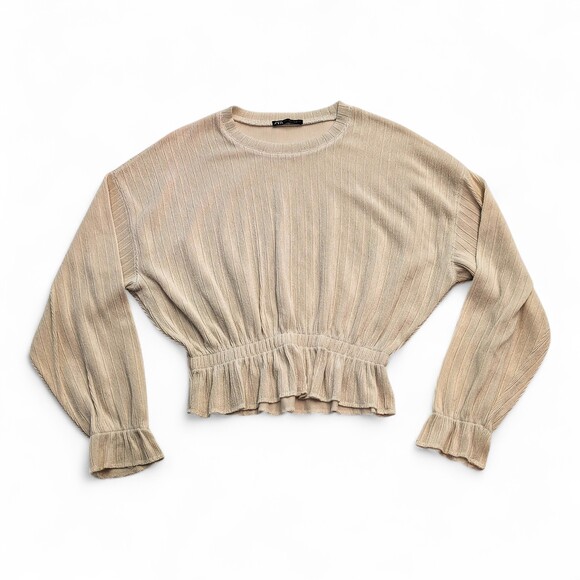 Zara Sweaters - Zara Cropped Ribbed Crewneck Sweater - Size S